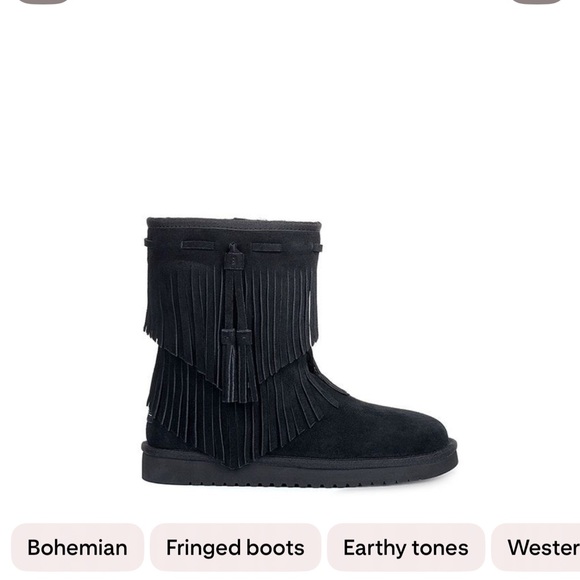 ❤️ Rare!! Brand New!! UGG Koolaburra Cable Fringe Boots Black 10 Retail $200!! - Picture 4 of 4